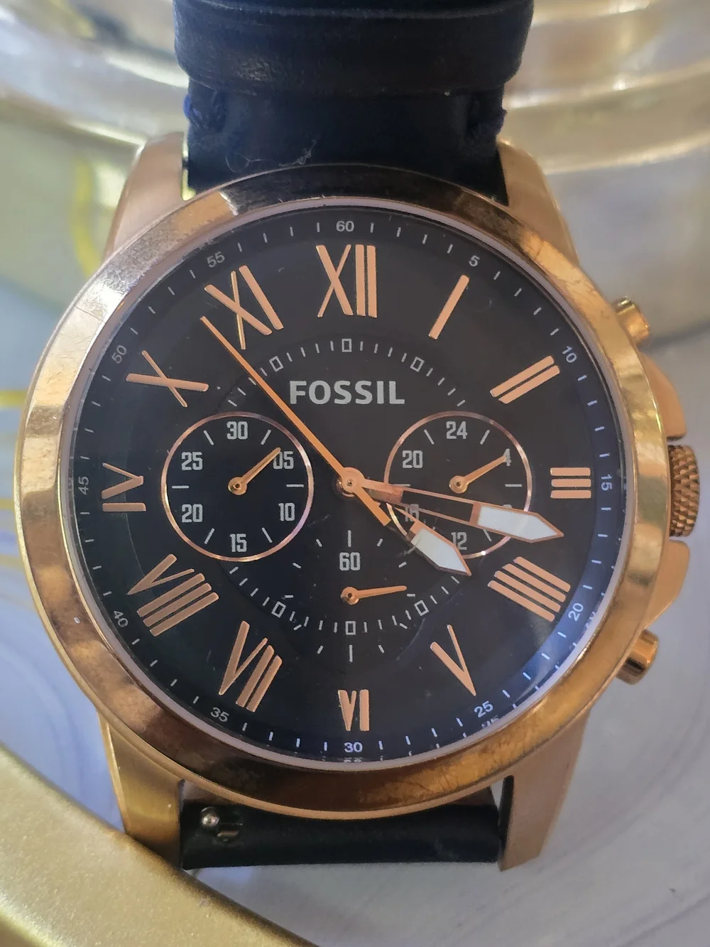 Fossil Men's Blue Leather Chronograph Watch - Navy